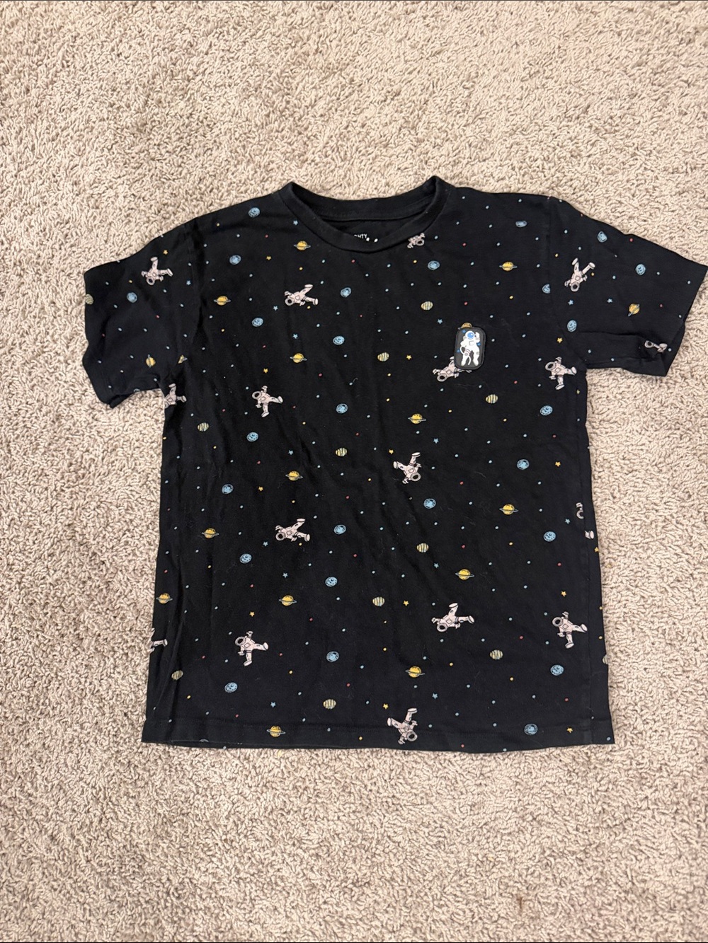 Eighty Eight Black Kids Space Print Short Sleeve Tee